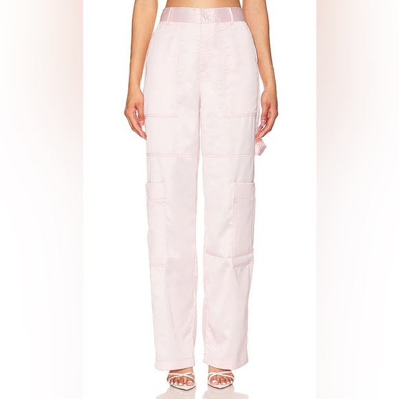 Revolve Bubish Lara Cargo “Satin” Style Pant in Blush - Picture 1 of 11